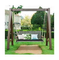 2-Person Patio Wicker Hanging Swing Chair