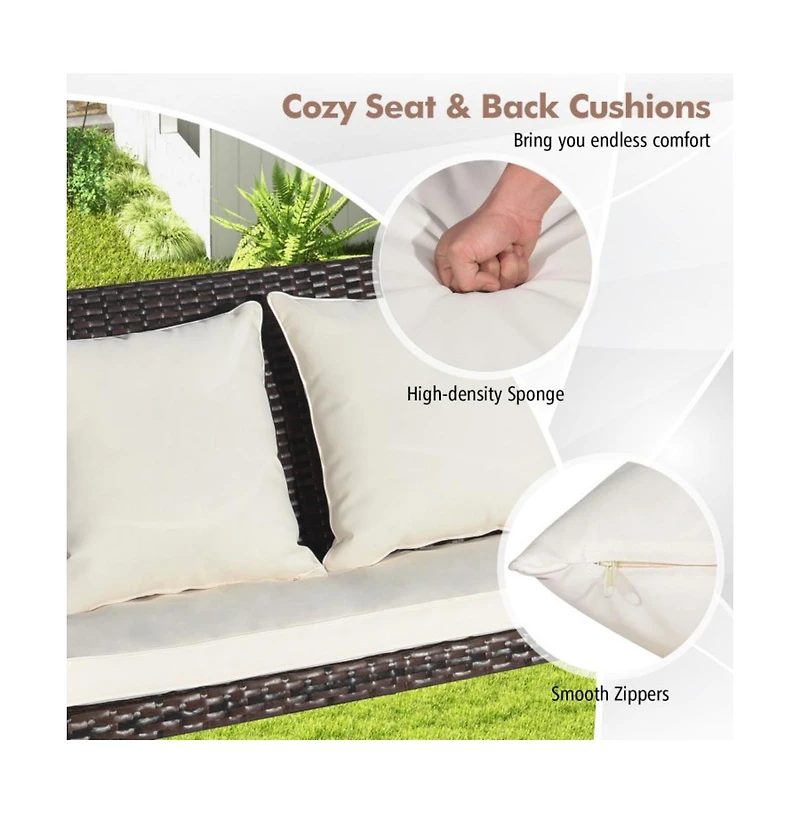 2-Person Patio Rattan Porch Swing Hammock