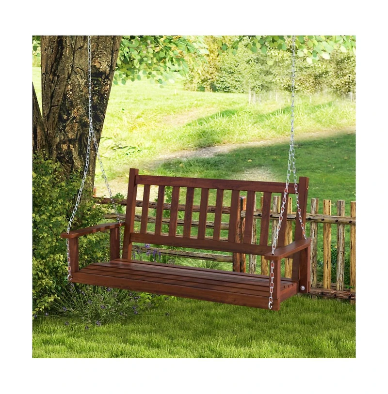 3-Person Wooden Outdoor Porch Swing with 800 lbs Weight Capacity