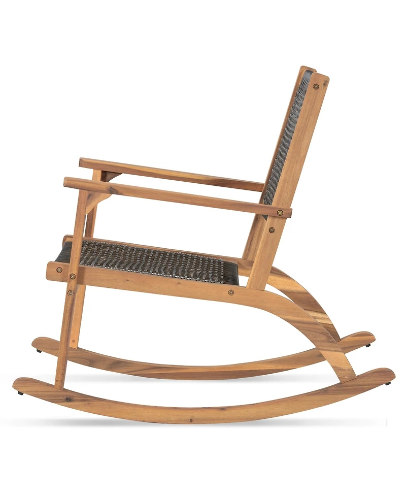 Mondawe 2 Pieces Acacia Wicker Rattan Rocking Chair Set with Seat & Backrest