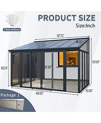 Mondawe 10x14ft Patio Cover Sunroom with Aluminum Frame, Polycarbonate Roof and Sliding Doors