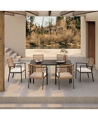 Decksplore 7 Pieces Patio Dining Set Outdoor Furniture Set with Soft Cushion Conversation Set