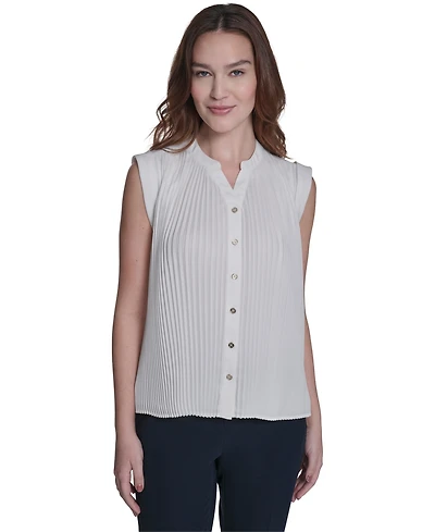 Tommy Hilfiger Women's V-Neck Pleated Blouse
