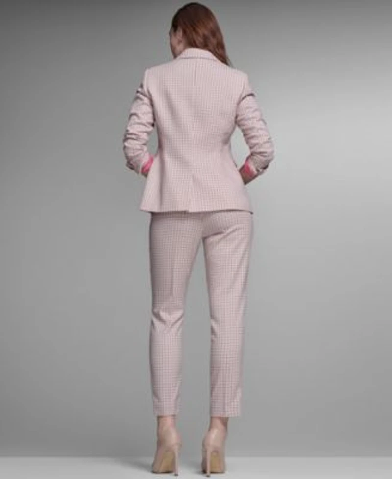 Tommy Hilfiger Womens Plaid Notch Collar Slim Fit Blazer Slim Fit Plaid Pants Collared Tipped Polo Sweater