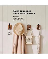 Yigii 4 Pack Rustic Iron Hooks, Heavy Duty, Adhesive & Drill, Brown