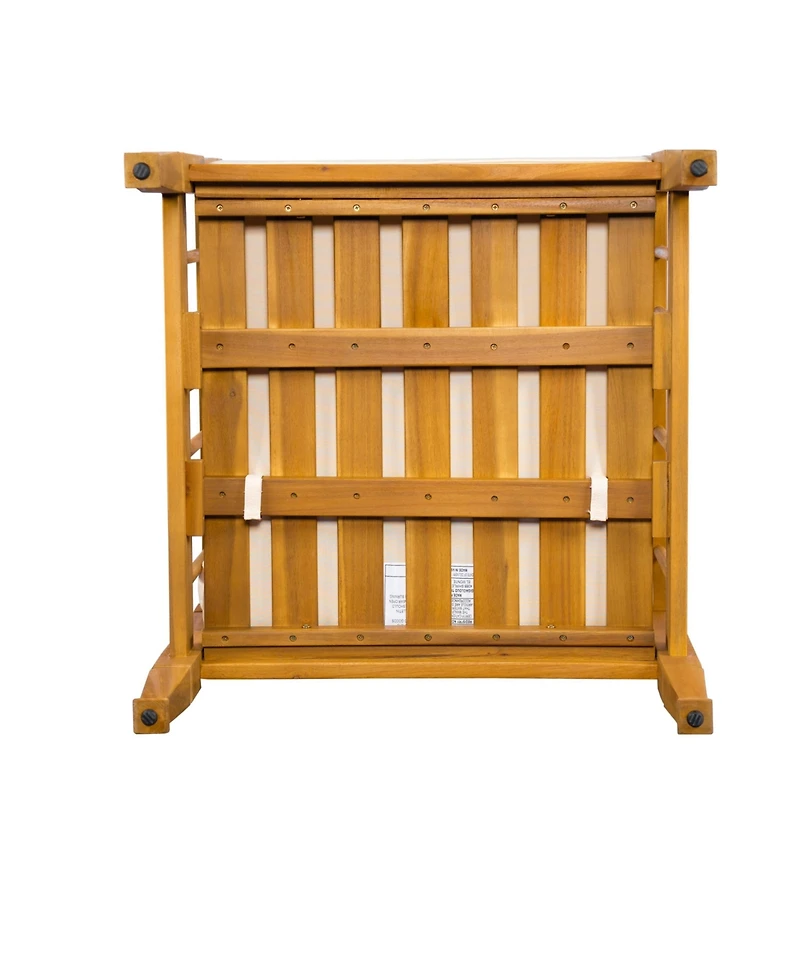 Flynama 4 Piece Teak Finish Patio Conversation Set with Acacia Wood Frame Coffee Table Thick Cushions for Backyard Porch Balcony