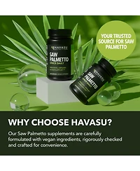 Saw Palmetto Capsules, Prostate Supplement for Men, Reduce Balding & Hair Thinning, Dht Blocker, Havasu Nutrition, 100ct