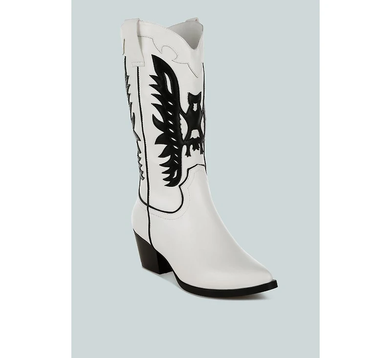 London Rag Thistle Winged Patchwork Cowboy Boots