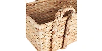 Household Essentials Wicker Storage Basket with Handles, Handwoven Water Hyacinth
