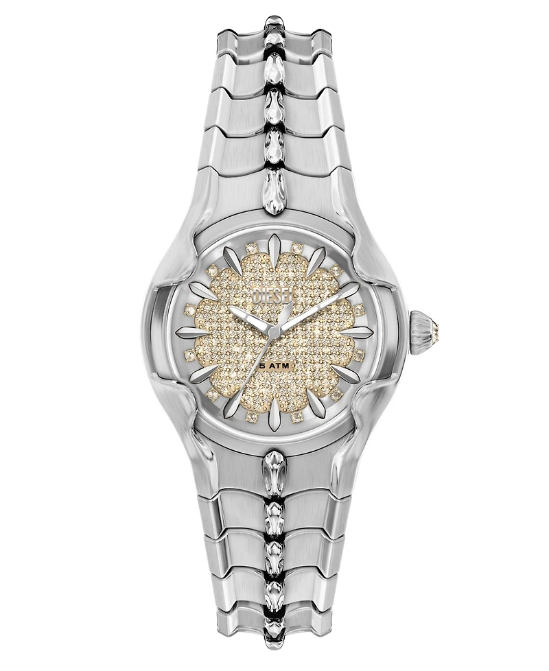 Diesel Women's Vert Quartz Three-Hand Silver Stainless Steel Watch, 32mm