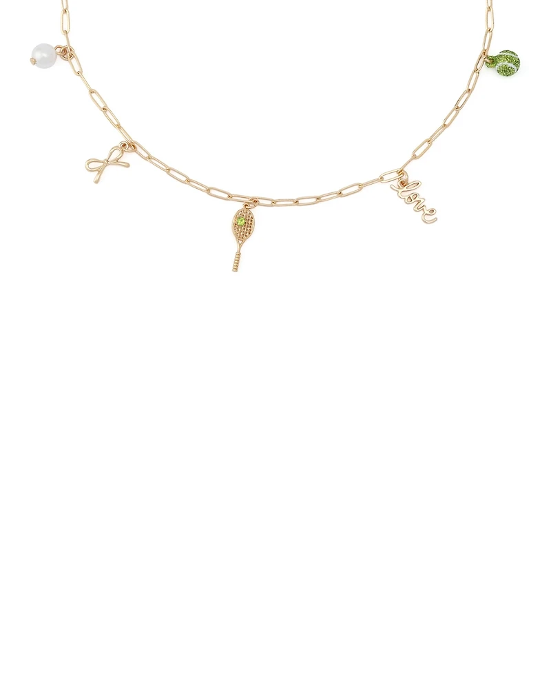 Betsey Johnson Faux Stone Tennis Charm Bib Necklace