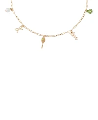 Betsey Johnson Faux Stone Tennis Charm Bib Necklace