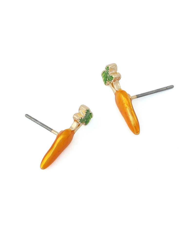 Betsey Johnson Orange Spring Chick Carrot Stud Earrings
