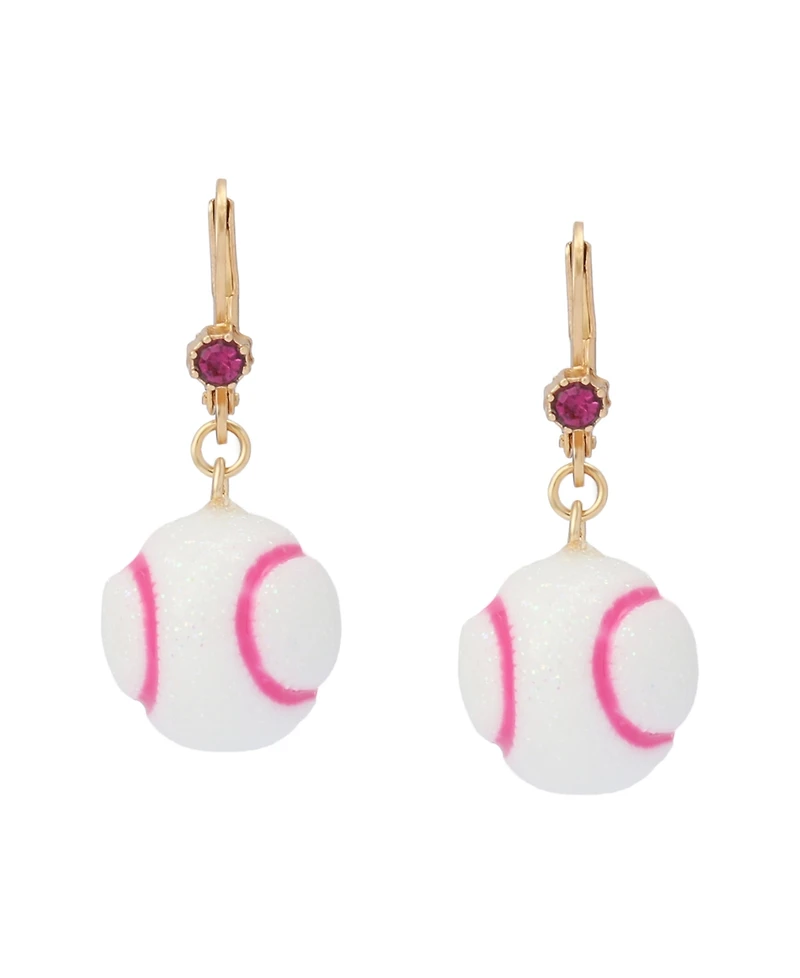 Betsey Johnson White Baseball Drop Earrings