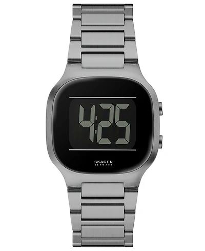 Skagen Men's Mellem Digital Lcd Gunmetal Stainless Steel Watch, 38mm