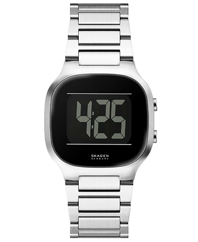Skagen Men's Mellem Digital Lcd Silver Stainless Steel Watch, 38mm