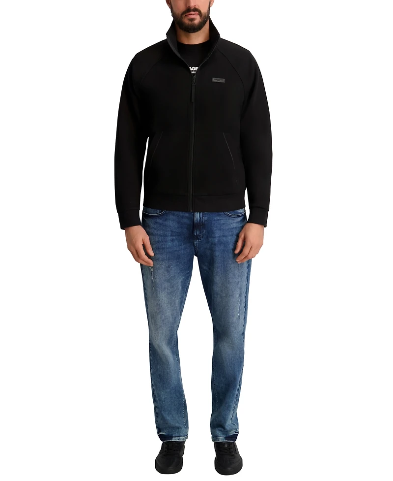 Karl Lagerfeld Paris Men's Full-Zip Ponte Track Jacket