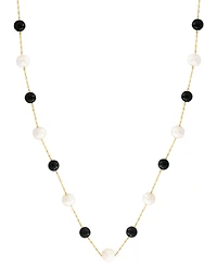 Effy Collection Freshwater Pearl & Onyx Necklace in 14k Yellow Gold