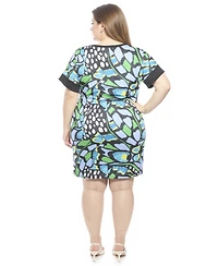 24seven Comfort Apparel Plus Butterfly Knee Length T-Shirt Dress