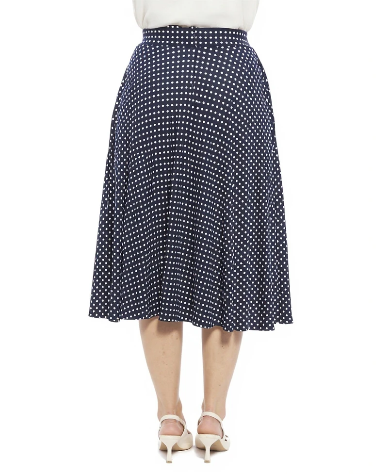 24seven Comfort Apparel Plus Polka Dot Pocket A-Line Skirt