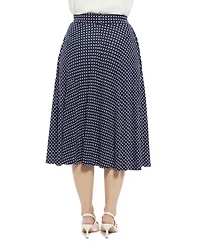 24seven Comfort Apparel Plus Polka Dot Pocket A-Line Skirt