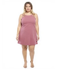 24seven Comfort Apparel Plus Round Neck Sleeveless Mini Shift Dress