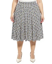 24seven Comfort Apparel Plus Geometric Elastic Waist Pocket Skirt