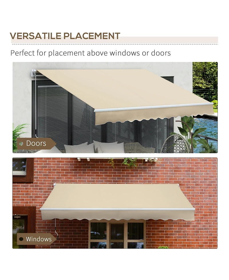 Outsunny 12' x 8' Retractable Awning, Patio Awning Sun Shade Shelter,