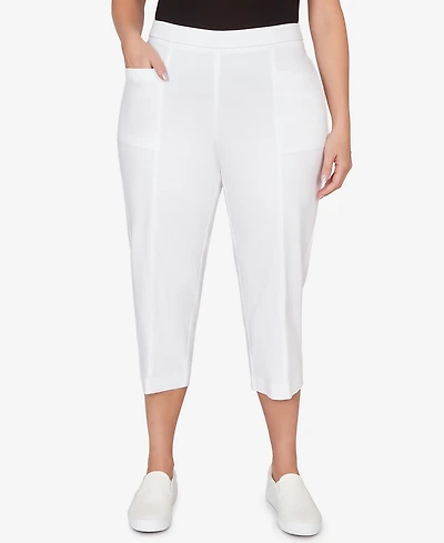 Alfred Dunner Plus The Royal Treatment Relaxed Flat Front Patch Pocket Capri Pants