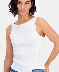 No Comment Juniors' Asymmetrical-Button Sleeveless Tank Top