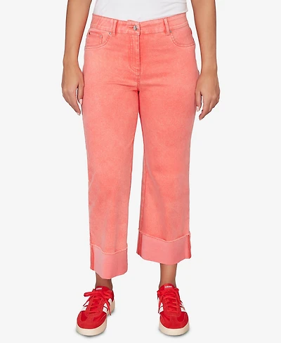 Ruby Rd. Petite Sunwashed Cuffed Colored Ankle Jeans