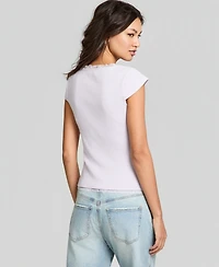 And Now This Women's Crocheted-Trim Short-Sleeve T-Shirt, Macy's Exclusive