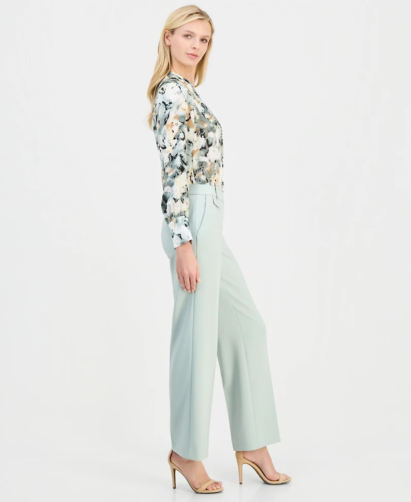 Anne Klein Women's Liberty Stretch High Rise Wide-Leg Pull-On Pants