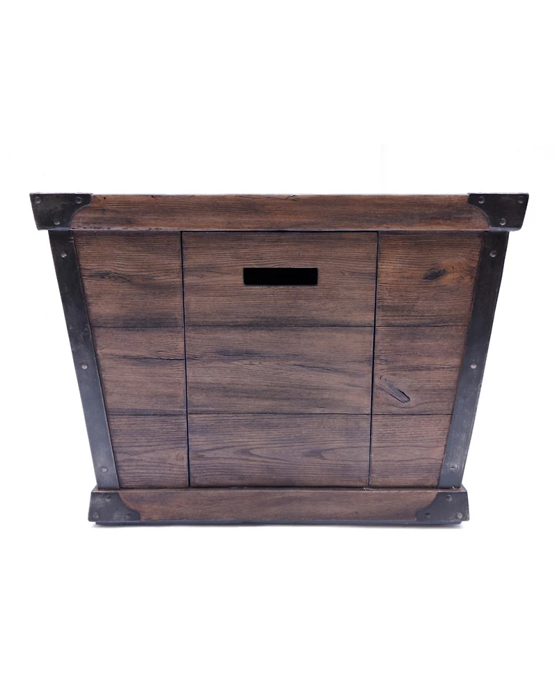 Flynama 32 Inch W 24 Inch H Square Concrete Gas Fire Pit Brown Wood Pattern 40000 Btu Tank Inside