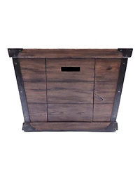 Flynama 32 Inch W 24 Inch H Square Concrete Gas Fire Pit Brown Wood Pattern 40000 Btu Tank Inside