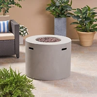Flynama 31 Inch Round MgO Fire Pit 40000 Btu Light Weight Concrete Light Grey for Outdoor Patio Backyard