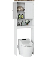 Homfan 66.3" h Bathroom Cabinet with Double Doors and Adjustable Shelves, Small Bathrooms