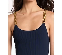 Michael Kors Women's Chain Strap Scoop Neck Midi Dress