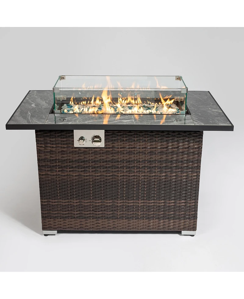 44inch Outdoor Fire Pit Table, Propane Fire Table with Ceramic Tabletop Gas Fire Table