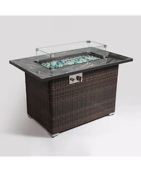 44inch Outdoor Fire Pit Table, Propane Fire Table with Ceramic Tabletop Gas Fire Table