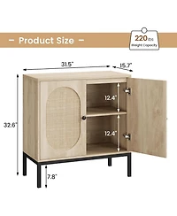 gaomon Sideboard Buffet Cabinet with Storage, Accent Rattan Doors,Adjustable Shelf & Metal Feet,Coffee Bar Liquor for Living Room