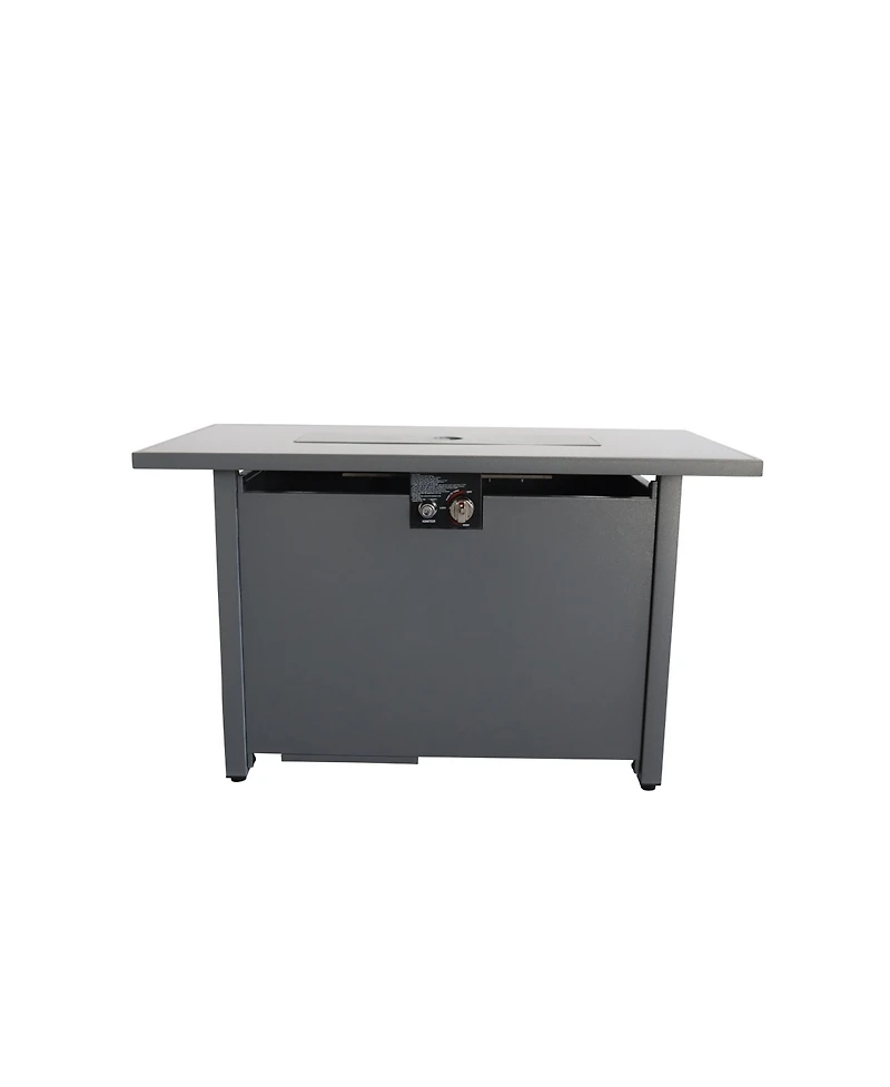 Flynama 50000 Btu 42 Inch W 25 Inch H Steel Outdoor Fire Pit Table Black Smoked Glass Top Push Button Ignition