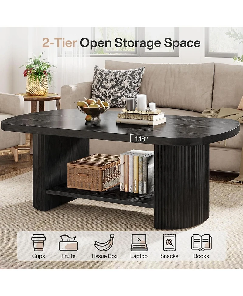 Tribesigns Oval Coffee Table, 45.27" Mid-Century Accent Table