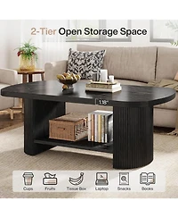 Tribesigns Oval Coffee Table, 45.27" Mid-Century Accent Table