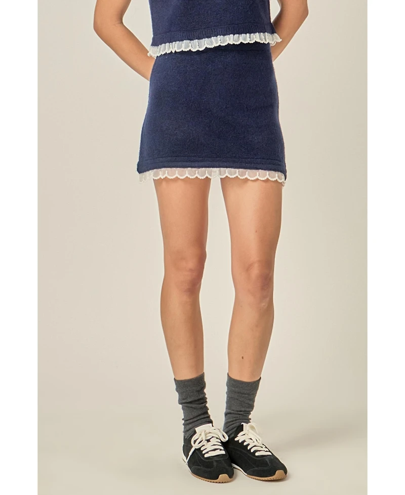 English Factory Women's Scallop Detailed Knit Skirt