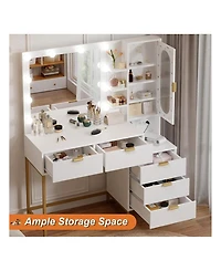 Gaomon Modern Vanity Makeup Desk Vanity Mirror for Bedrooms, Apartments, Easy to Assemble