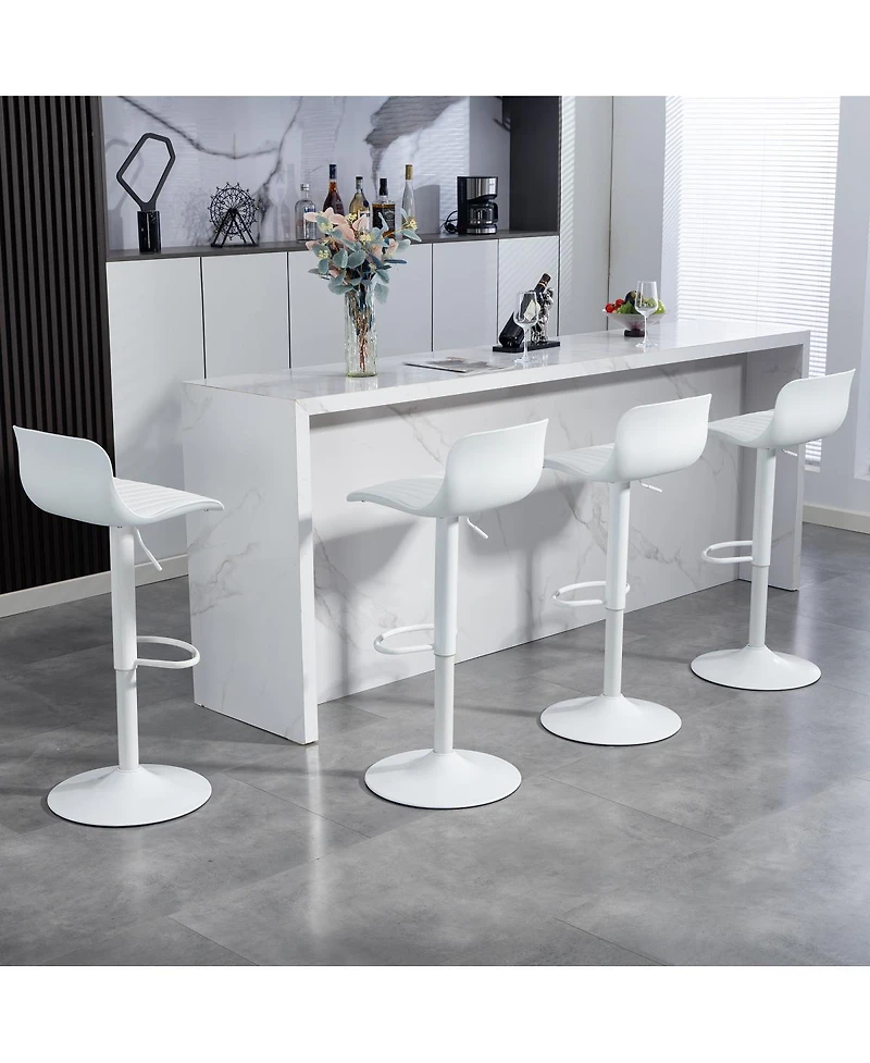 Streamdale Furniture Modern Pu Leather Adjustable Swivel Bar Stools (Set of 2) - White
