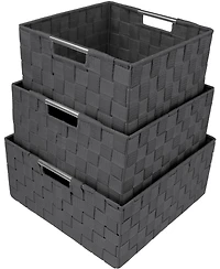 Sorbus 3 Piece Stackable Woven Basket Organizer Set with Built-In Carry Handles - Stylish Storage for any room in the household