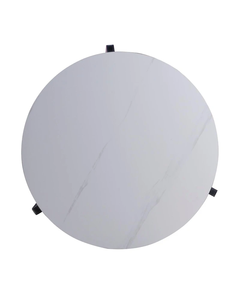 Streamdale Furniture Set of 2 Round Nesting Coffee Tables with White Sintered Stone Top