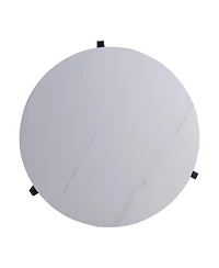 Streamdale Furniture Set of 2 Round Nesting Coffee Tables with White Sintered Stone Top